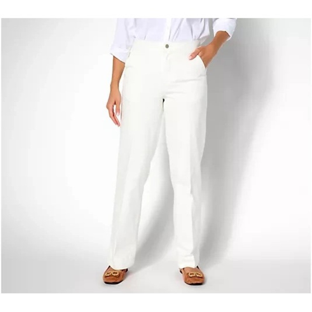 Denim & Co. Signature Regular Color Perfect Flex Trouser Jean Warm White Plus 26